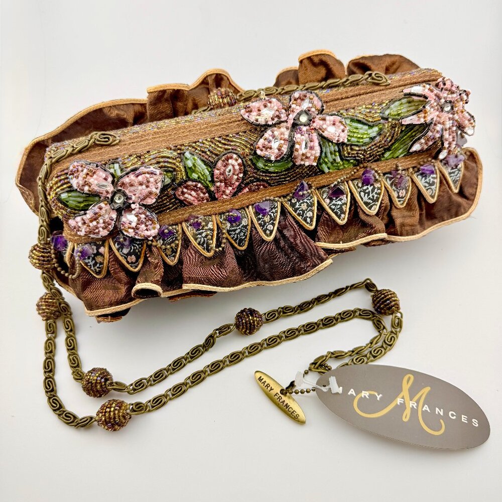 Mary Frances Floral Beaded Clutch Purse NWT Retired